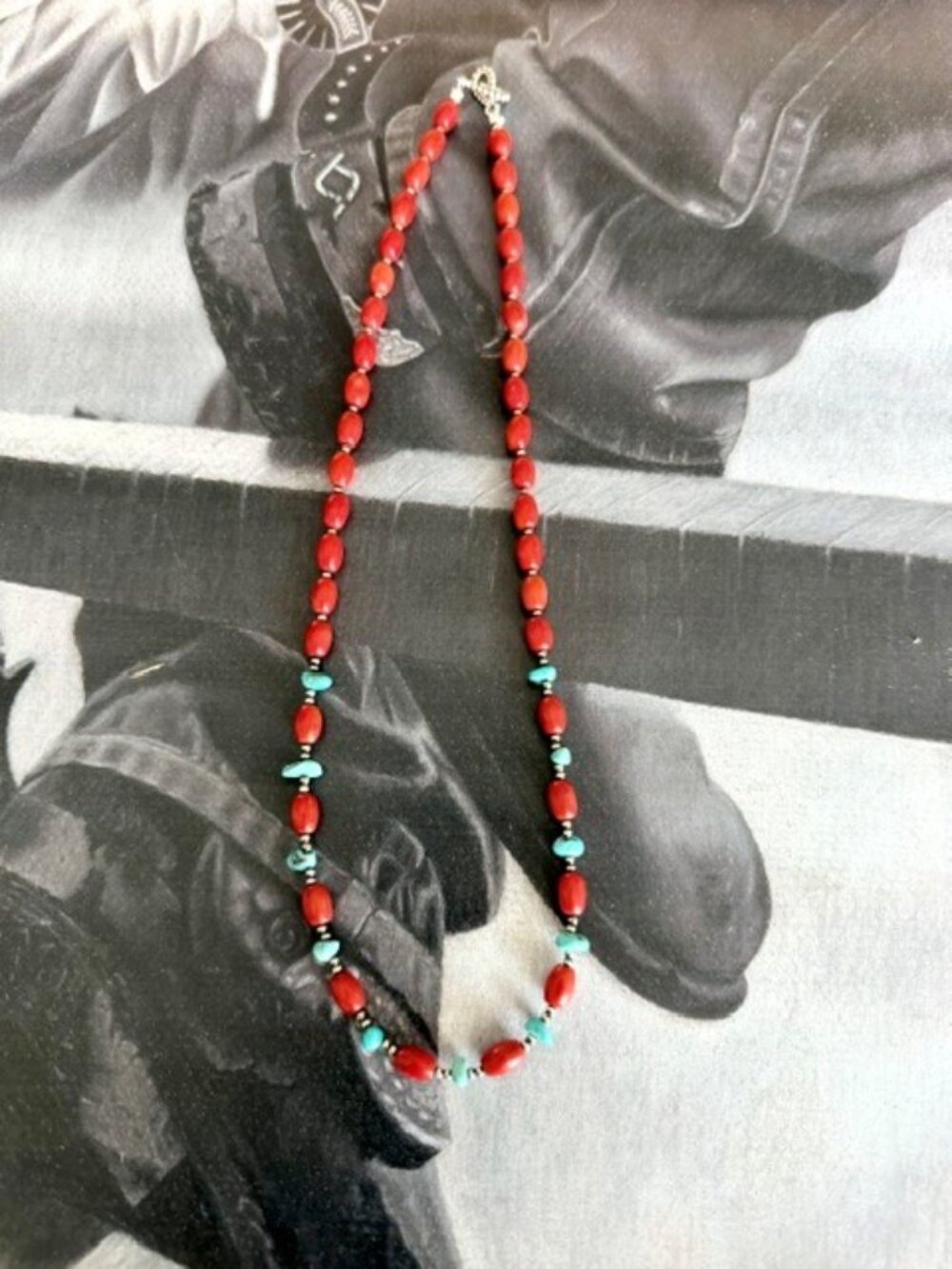 Red & Turquoise Beaded Necklace – Southwestern Boho Jewelry